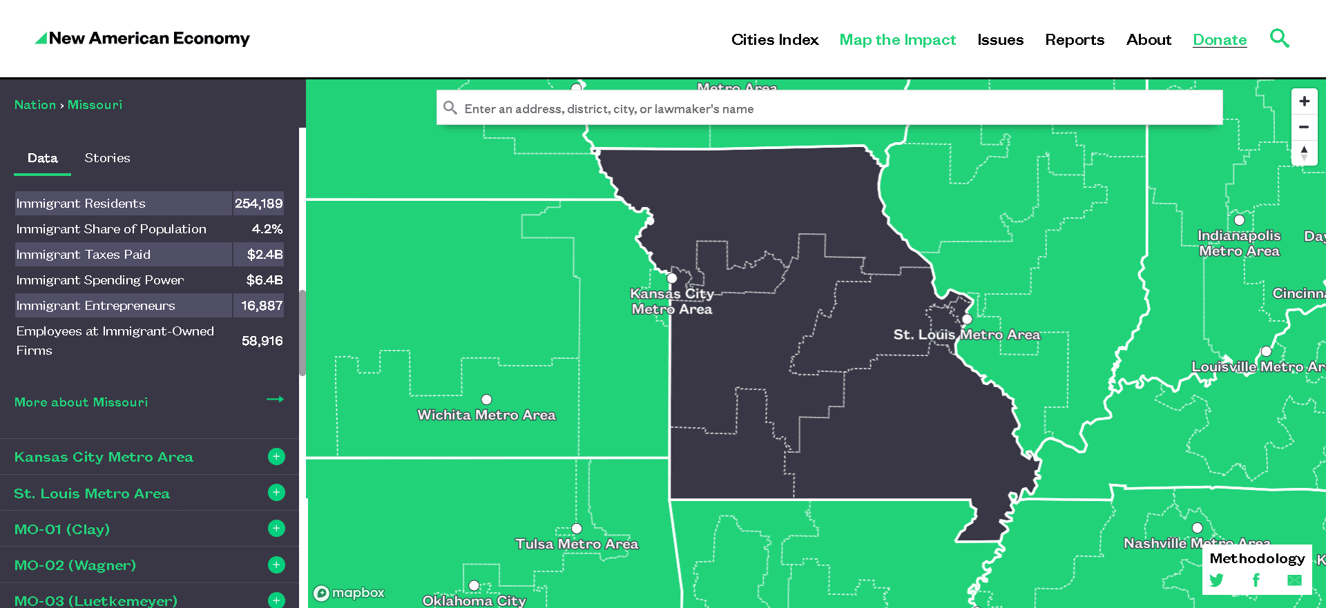 Screenshot: Map the Impact - Missouri