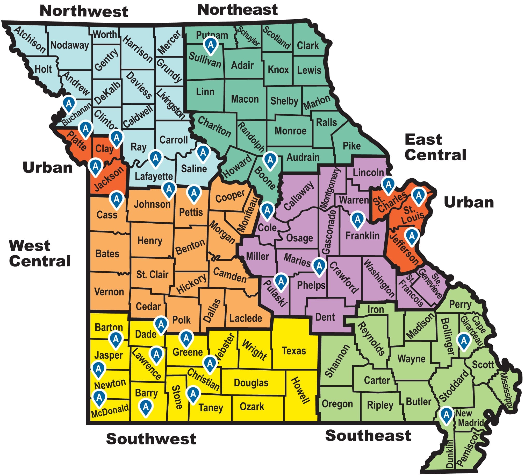 Extension Region Map